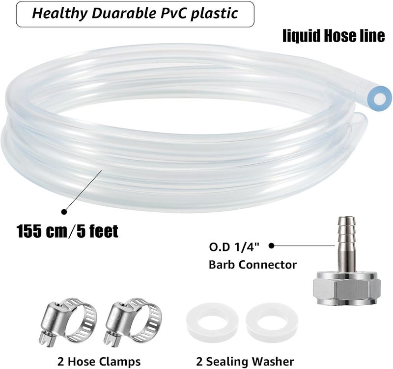 MRbrew Draft Beer Line with Barb Connector, Kegerator Accessory Kit Beer tower Brewing Tubing Hose, 5 Feet Clear Vinyl Tubing Draft Beer Dispensing 3/16" ID 7/16" OD Tubing Hose for Beer Tap D Coupler - Image 2
